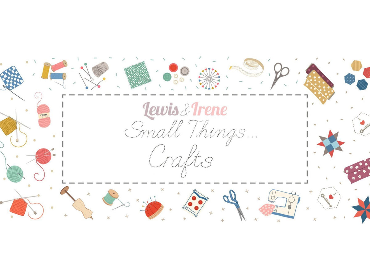 END OF BOLT 13" Lewis & Irene Small Things Crafts Fabric Collection Sewing on Light Blue Authentic Premium 100% Cotton Fabrics