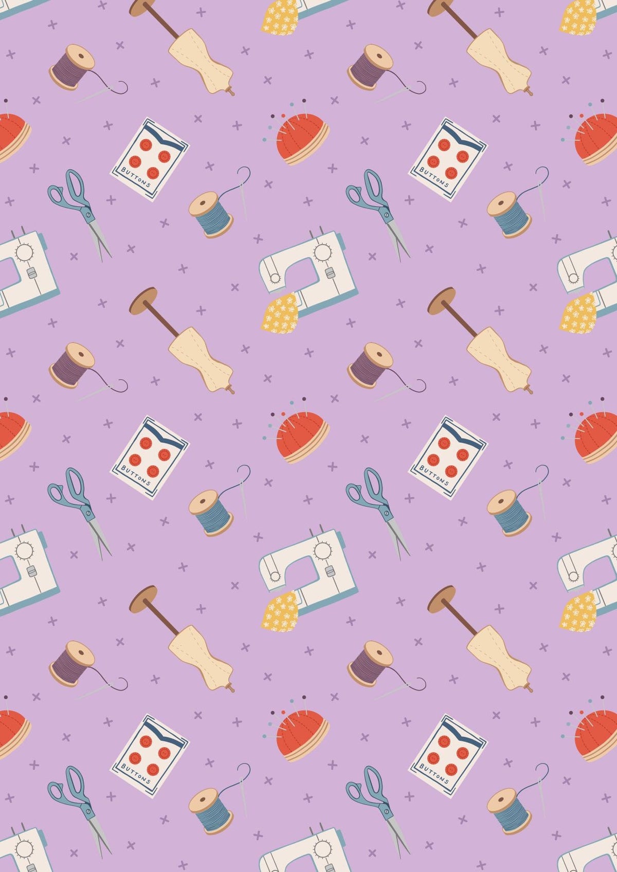 Lewis & Irene Small Things Crafts Fabric Collection Dressmaking on Light Purple Premium 100% Cotton Quilt Shop Quality Fabrics