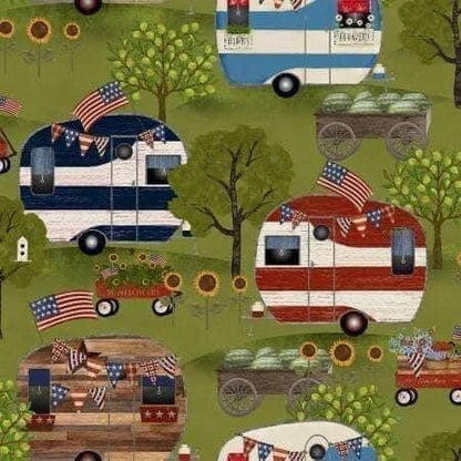 LAST BOLT!! 3Wishes Patriotic Summer Fabric Collection Patriotic Campers Premium 100% Cotton Quilt Shop Quality Fabrics