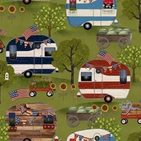 LAST BOLT!! 3Wishes Patriotic Summer Fabric Collection Patriotic Campers Premium 100% Cotton Quilt Shop Quality Fabrics