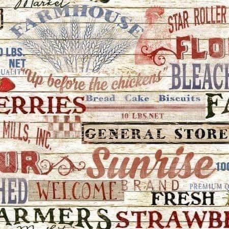 LAST BOLT!! 3Wishes Patriotic Summer Fabric Collection Patriotic Farmhouse Words on Cream Premium 100% Cotton Quilt Shop Quality Fabrics