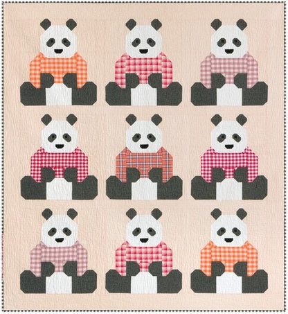 Elizabeth Hartman Pandas in Sweaters Pattern - 3 Size Variations Per Pattern
