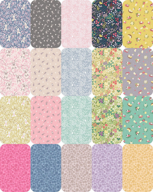 Lewis & Irene Bunny Hop Fabric Collection Bunny on Dark Cream A529.1