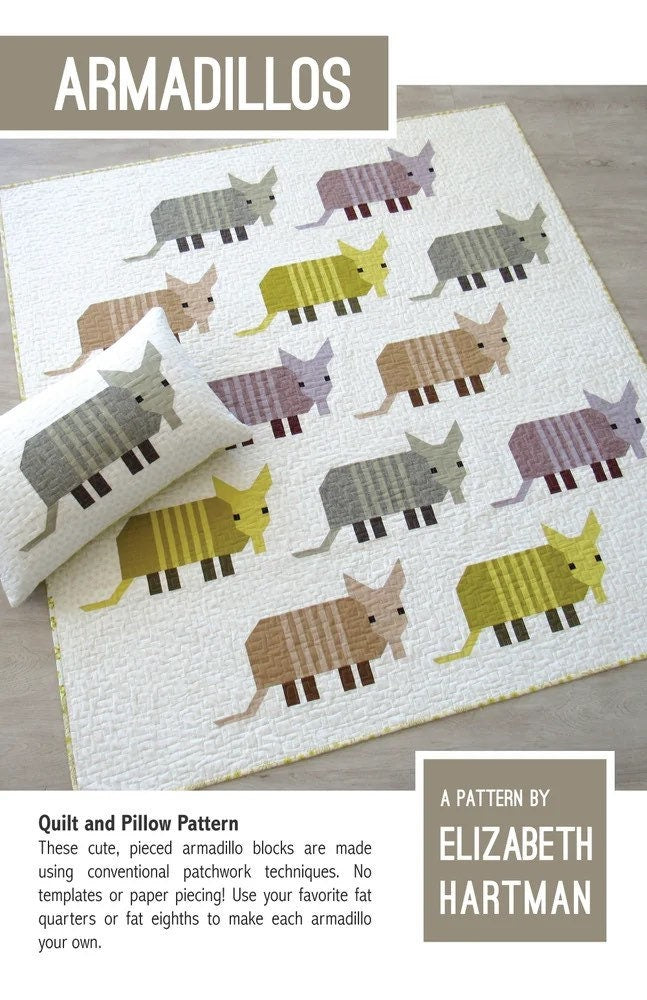 Elizabeth Hartman Armadillos Pattern - 3 Size Variations Per Pattern