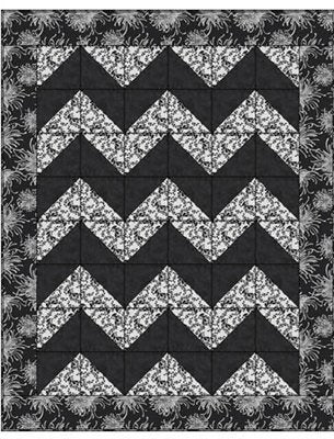 Fabric Cafe Chevron Quilt Pattern (uses only 3YDS of fabric) Finished Size 46”x58”