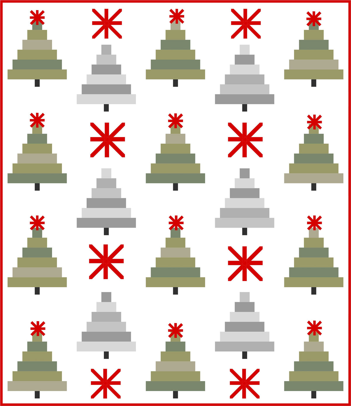 DIGITAL DOWNLOAD Cotton Street Commons Starlight Tree Farm Quilt Pattern Finished Size 70”x81”
