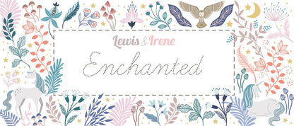 Lewis & Irene Enchanted Fabric Collection Metallic Silver Feathers & Stars on Grey A545.2