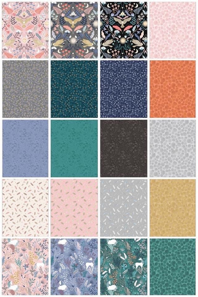 Lewis & Irene Enchanted Fabric Collection Metallic Copper Feathers and Stars on Cream A545.1