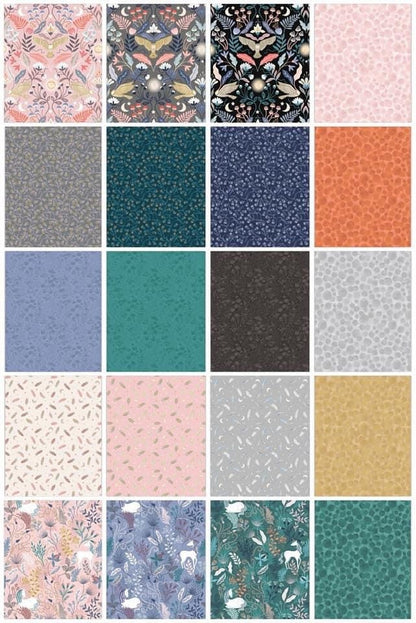 Lewis & Irene Enchanted Fabric Collection Metallic Gold Feathers and Stars on Pink A545.3
