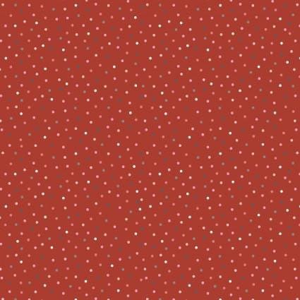 END OF BOLT 9" Poppie Cotton Country Confetti Blenders Fabric Collection Country Confetti on Speckled Hen Red CC20182