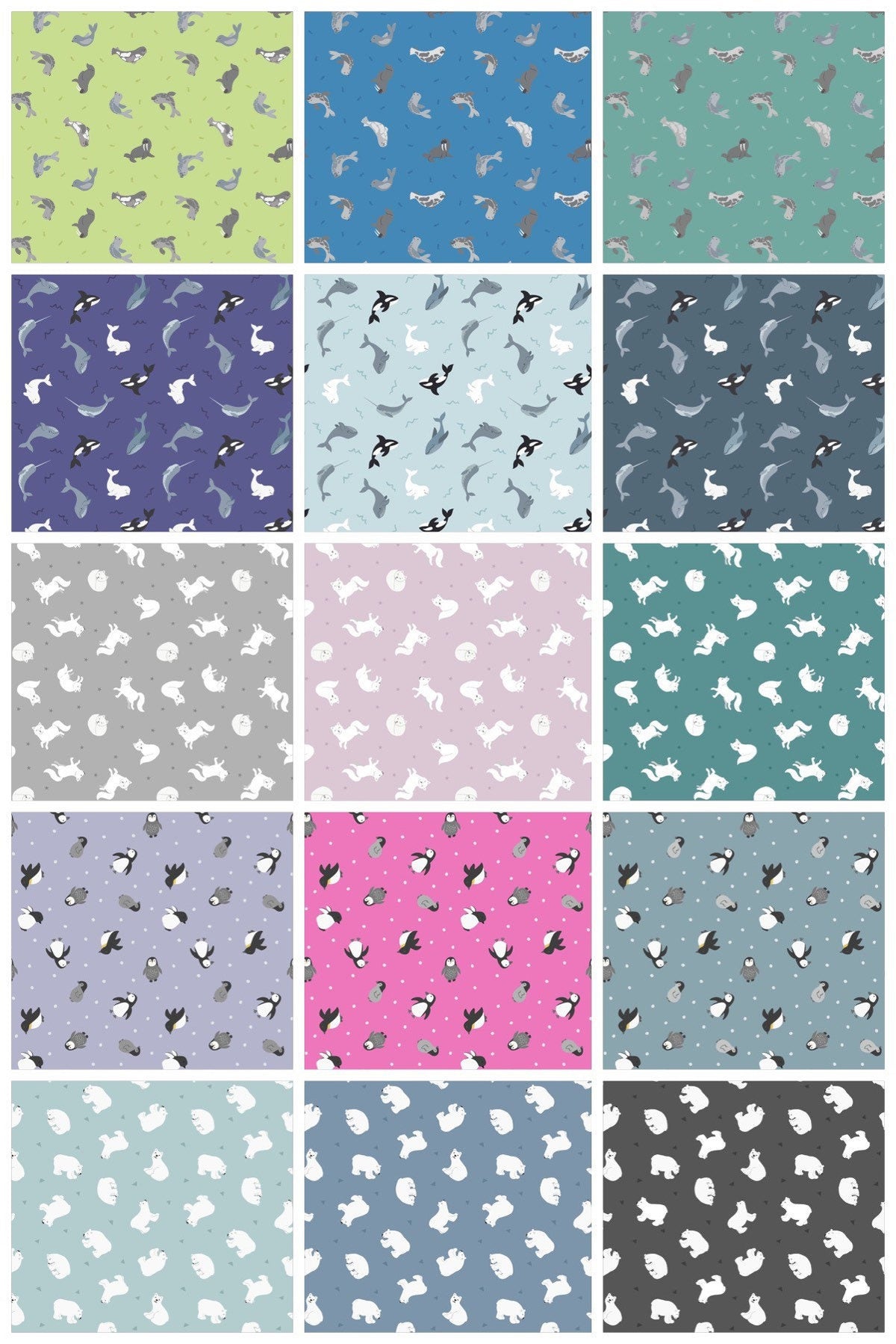 END OF BOLT 19" Lewis & Irene Small Things Polar Animals Fabric Collection Pearlescent Polar Bears on Light Denim Premium 100% Cotton Fabric
