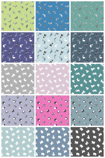 Lewis & Irene Small Things Polar Animals Fabric Collection Pearlescent Arctic Fox on Winter Pink Authentic Premium 100% Cotton Fabrics