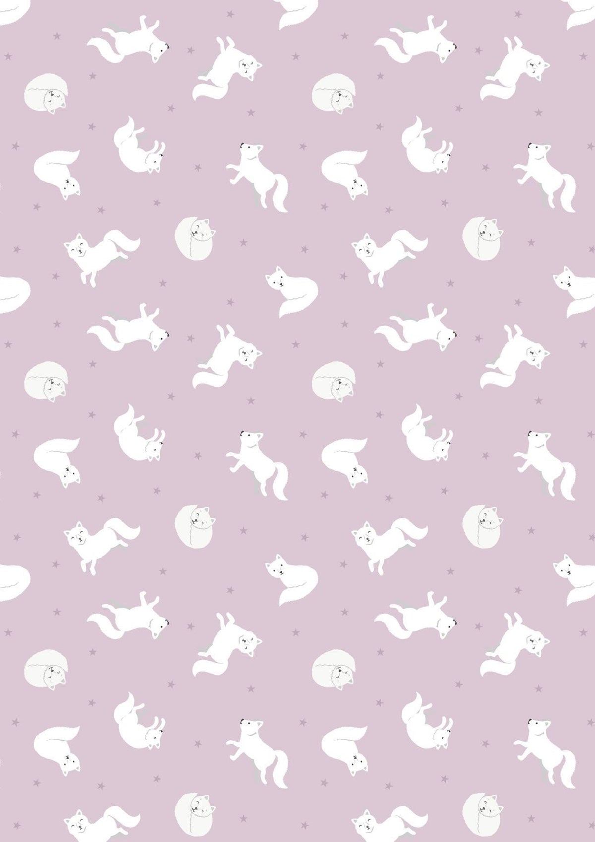 Lewis & Irene Small Things Polar Animals Fabric Collection Pearlescent Arctic Fox on Winter Pink Authentic Premium 100% Cotton Fabrics