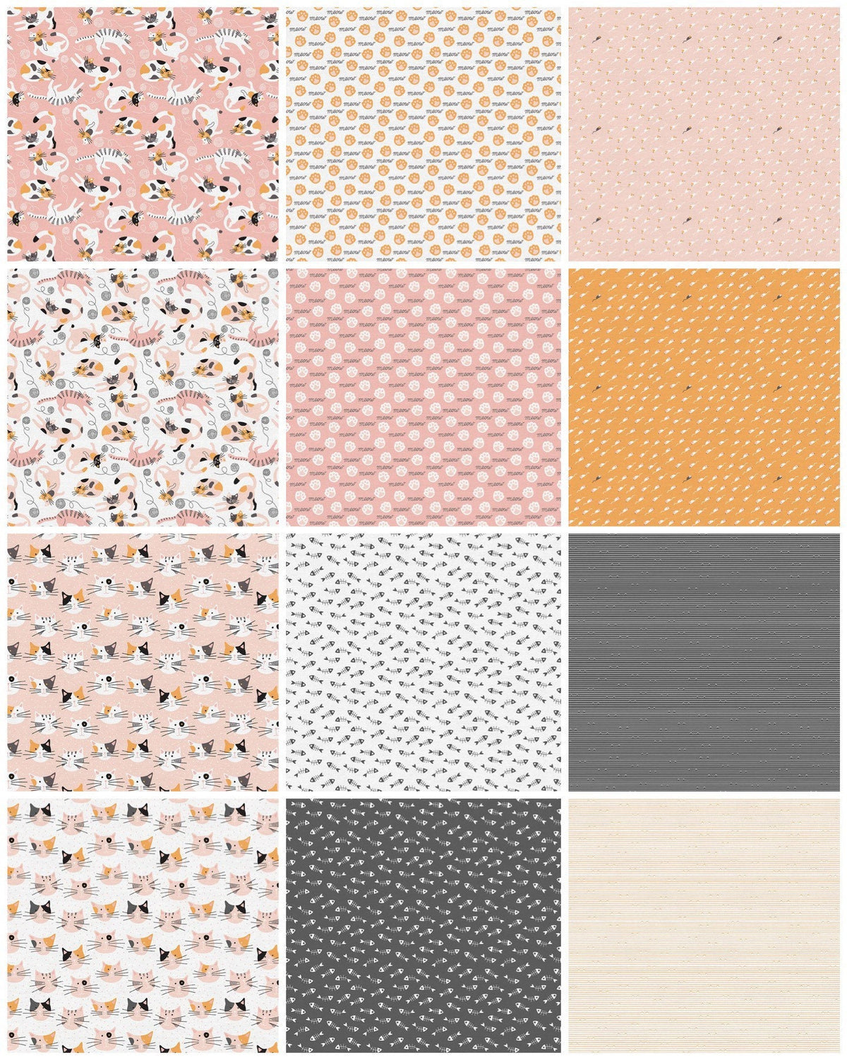Paintbrush Studio Tails & Whiskers Fabric Collection Cat Ears on Charcoal Premium 100% Cotton Quilt Shop Quality Fabrics