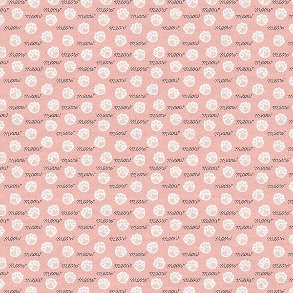 END OF BOLT 17" Paintbrush Studio Tails & Whiskers Fabric Collection Meow on Pink
