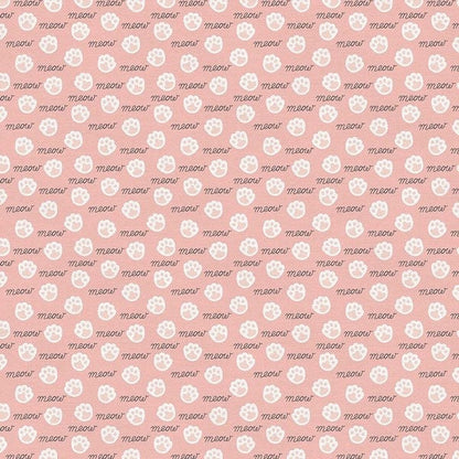 END OF BOLT 17" Paintbrush Studio Tails & Whiskers Fabric Collection Meow on Pink