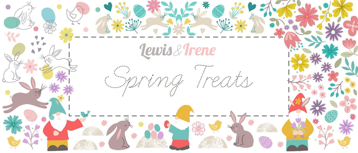 END OF BOLT 17" Lewis & Irene Spring Treats Fabric Collection Chicks and Bunnies on Light Blue A590.2