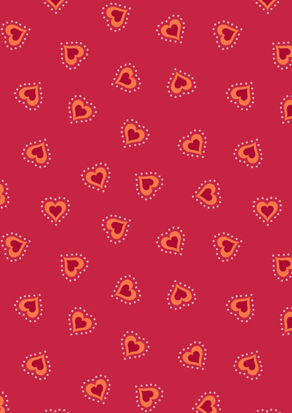 Lewis & Irene Little Matryoshka Fabric Collection Hearts on Red Authentic Premium 100% Cotton Quilt Shop Quality Fabrics