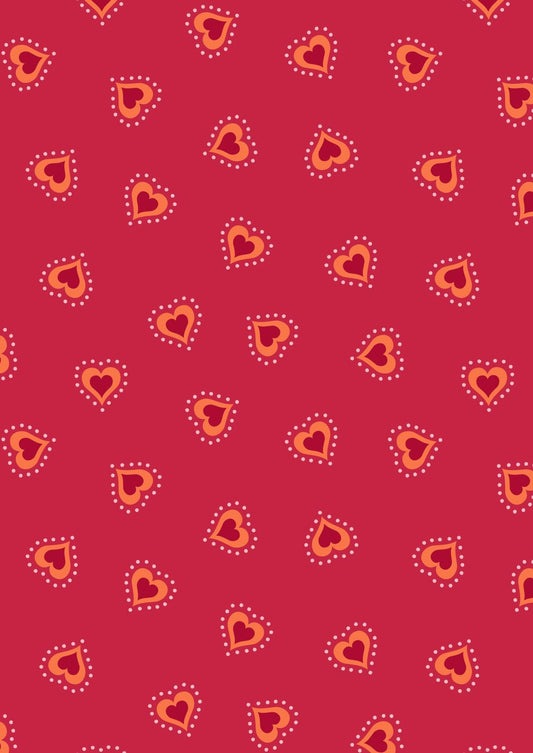 Lewis & Irene Little Matryoshka Fabric Collection Hearts on Red Authentic Premium 100% Cotton Quilt Shop Quality Fabrics
