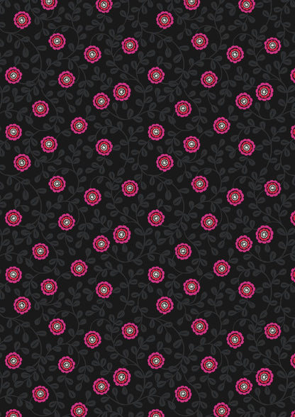 Lewis & Irene Little Matryoshka Fabric Collection Matryoshka Floral on Black A570.3