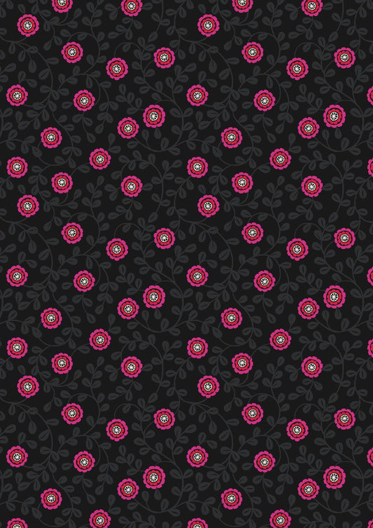 Lewis & Irene Little Matryoshka Fabric Collection Matryoshka Floral on Black A570.3