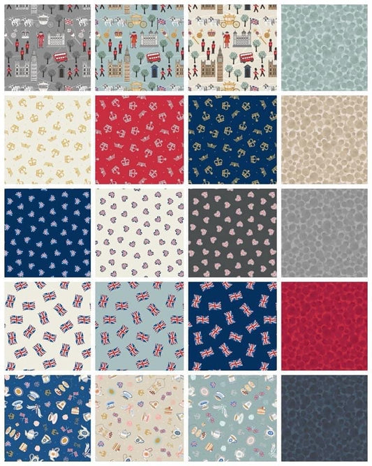 Lewis & Irene Jubilee Fabric Collection Teatime on Cream Premium 100% Cotton Quilt Shop Quality Fabrics