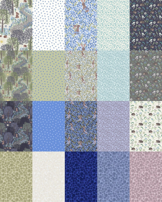 Lewis & Irene Bluebell Wood Reloved Fabric Collection Scattered Bluebells on Sage A637.2