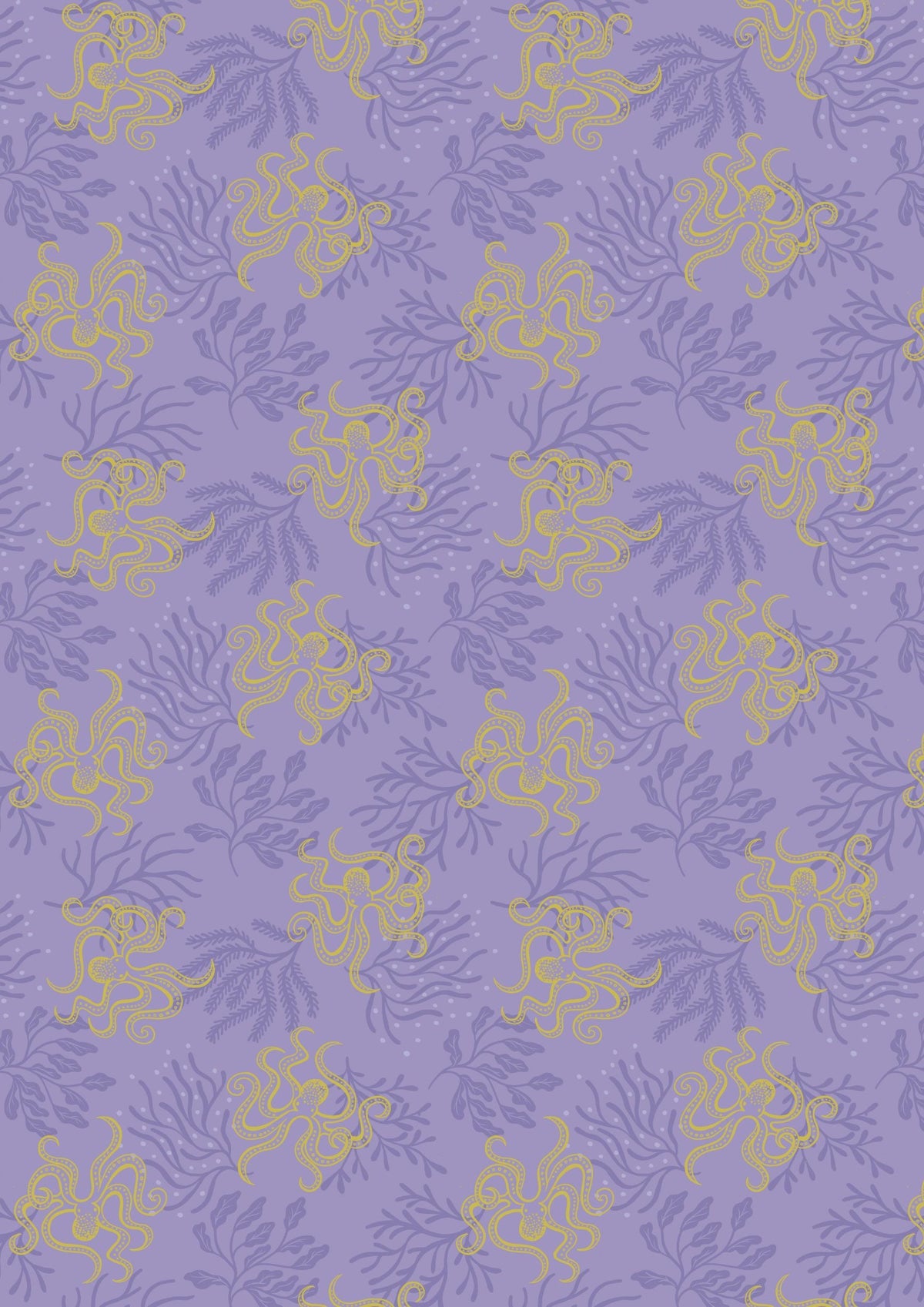 Lewis & Irene Moontide Fabric Collection Metallic Gold Octopus on Purple Premium 100% Cotton Quilt Shop Quality Fabrics
