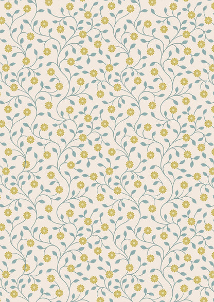 Lewis & Irene Wintertide Fabric Collection Metallic Gold Flowers on Cream Premium 100% Cotton Quilt Shop Quality Fabrics
