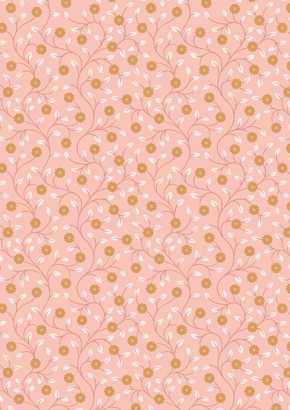 Lewis & Irene Wintertide Fabric Collection Metallic Copper Flowers on Pink Premium 100% Cotton Quilt Shop Quality Fabrics