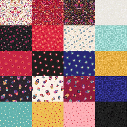 Lewis & Irene Little Matryoshka Fabric Collection Matryoshka Floral on Black A570.3