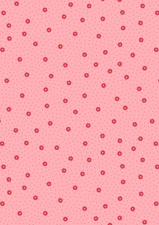 Lewis & Irene Little Matryoshka Fabric Collection Daisy Dots on Pink A567.1
