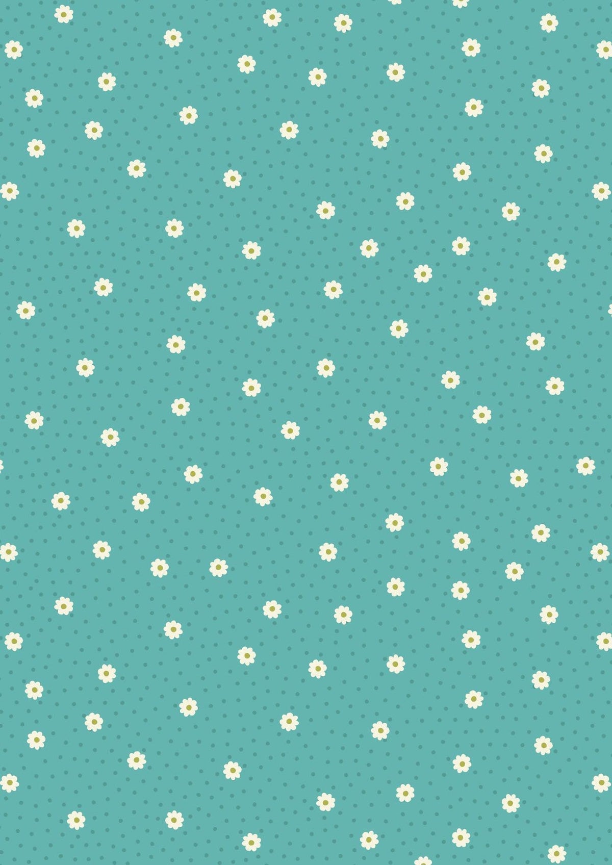 Lewis & Irene Little Matryoshka Fabric Collection Daisy Dots on Turquoise A567.3