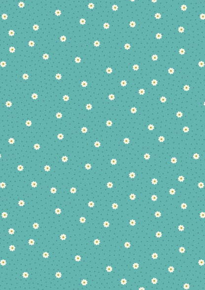 Lewis & Irene Little Matryoshka Fabric Collection Daisy Dots on Turquoise A567.3
