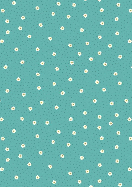 Lewis & Irene Little Matryoshka Fabric Collection Daisy Dots on Turquoise A567.3