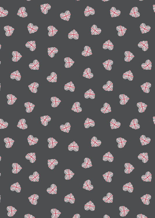 Lewis & Irene Jubilee Fabric Collection Union Jack Hearts on Black A345.3