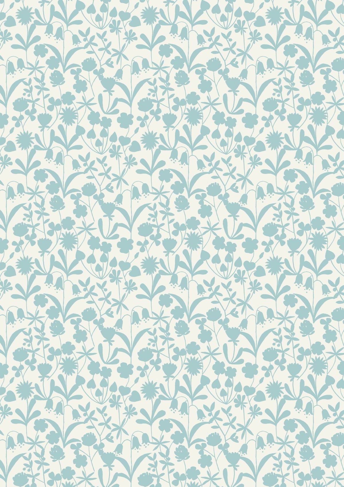 Lewis & Irene Bluebell Wood Reloved Fabric Collection Floral Silhouette on Duck Egg A129.1