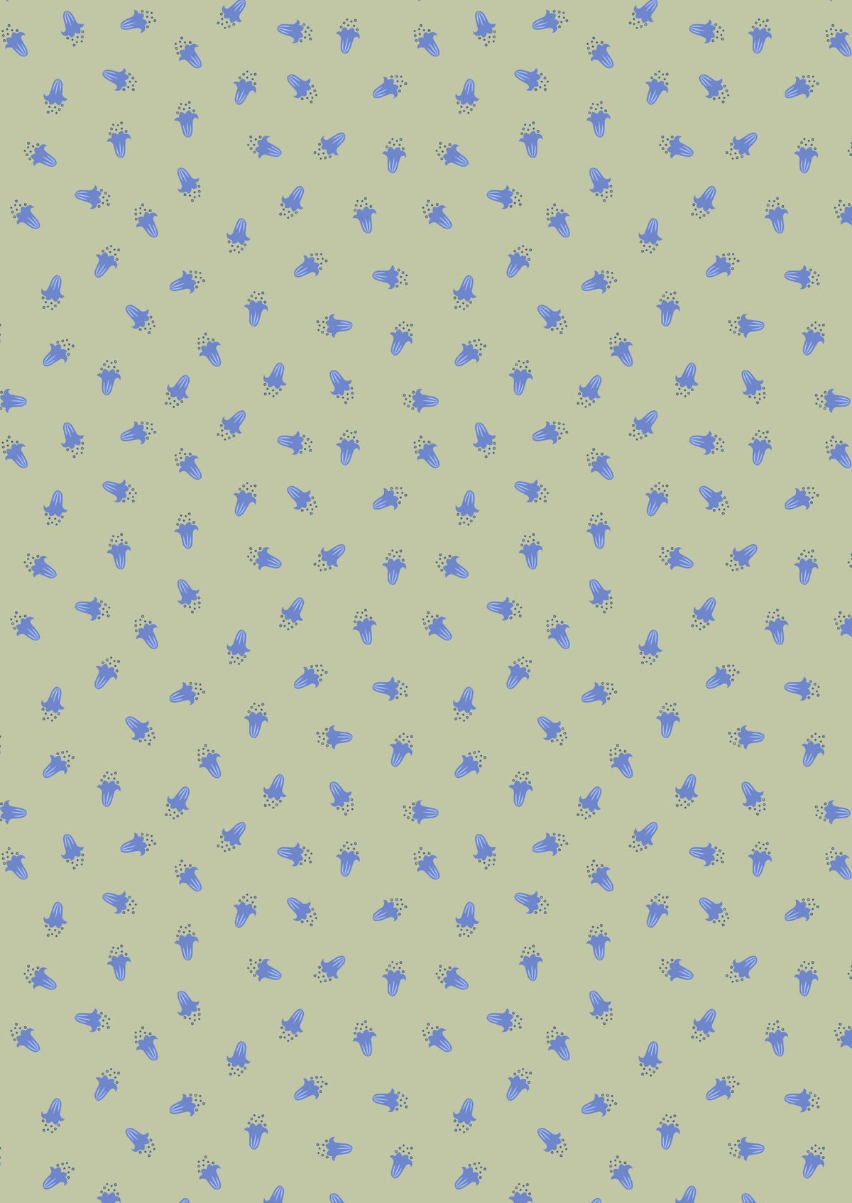 Lewis & Irene Bluebell Wood Reloved Fabric Collection Scattered Bluebells on Sage A637.2