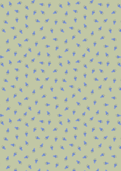 Lewis & Irene Bluebell Wood Reloved Fabric Collection Scattered Bluebells on Sage A637.2