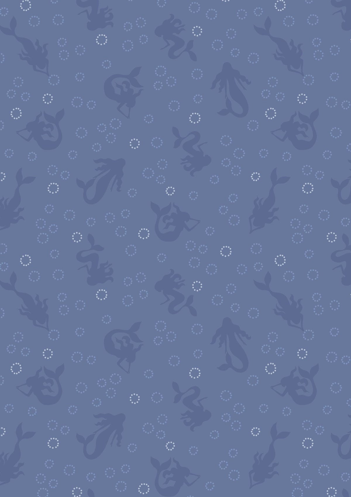 Lewis & Irene Moontide Fabric Collection Metallic Silver Mermaid Silhouettes on Blue Premium 100% Cotton Quilt Shop Quality Fabrics