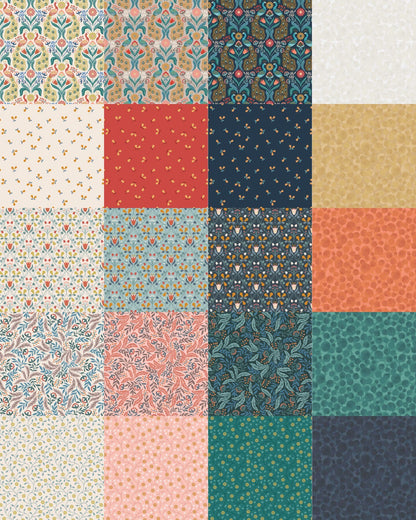 Lewis & Irene Wintertide Fabric Collection Metallic Copper Pear Hearts on Dark Blue Premium 100% Cotton Quilt Shop Quality Fabrics