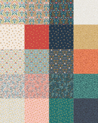 Lewis & Irene Wintertide Fabric Collection Metallic Copper Pears on Dark Blue Premium 100% Cotton Quilt Shop Quality Fabrics