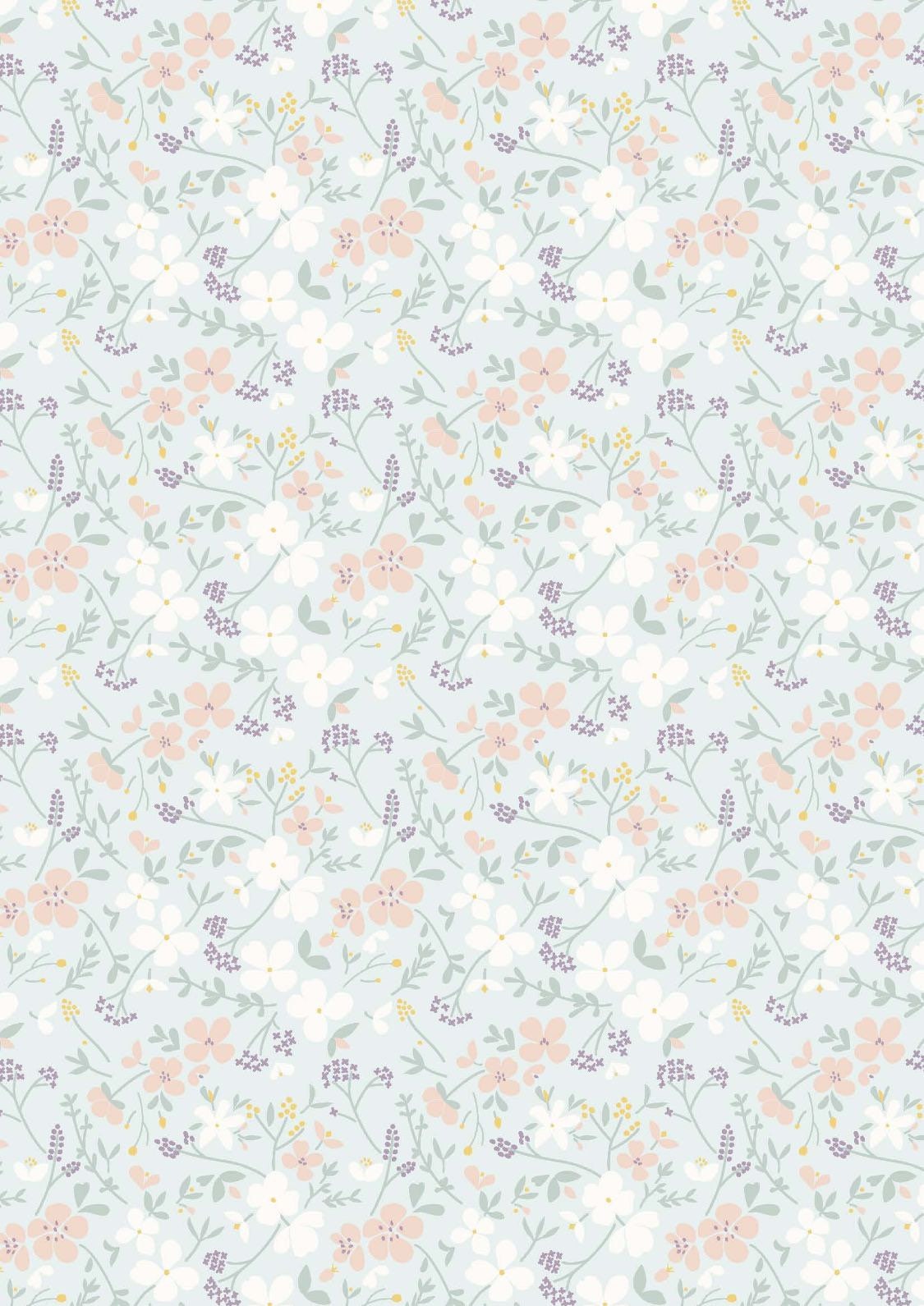 Lewis & Irene Heart of Summer Fabric Collection Sweet Meadow on Duck Egg Blue CC2.2