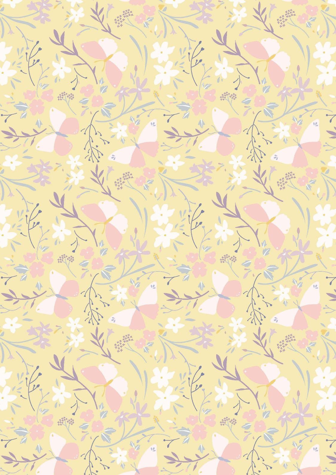 Lewis & Irene Heart of Summer Fabric Collection Butterfly Dance on Buttercup Yellow CC3.2
