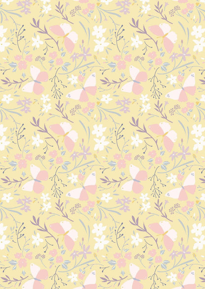 Lewis & Irene Heart of Summer Fabric Collection Butterfly Dance on Buttercup Yellow CC3.2