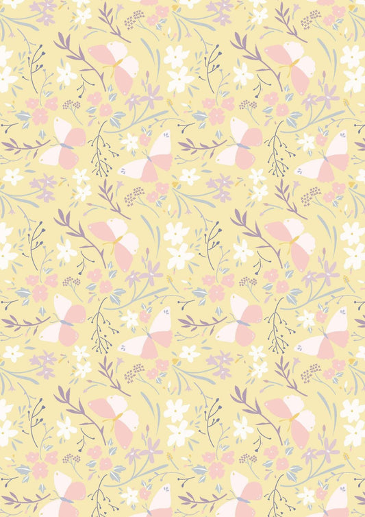 Lewis & Irene Heart of Summer Fabric Collection Butterfly Dance on Buttercup Yellow CC3.2