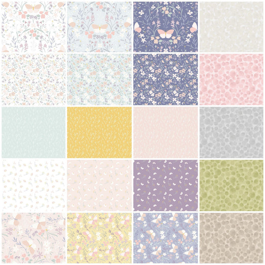 Lewis & Irene Heart of Summer Fabric Collection Sweet Meadow on Duck Egg Blue CC2.2