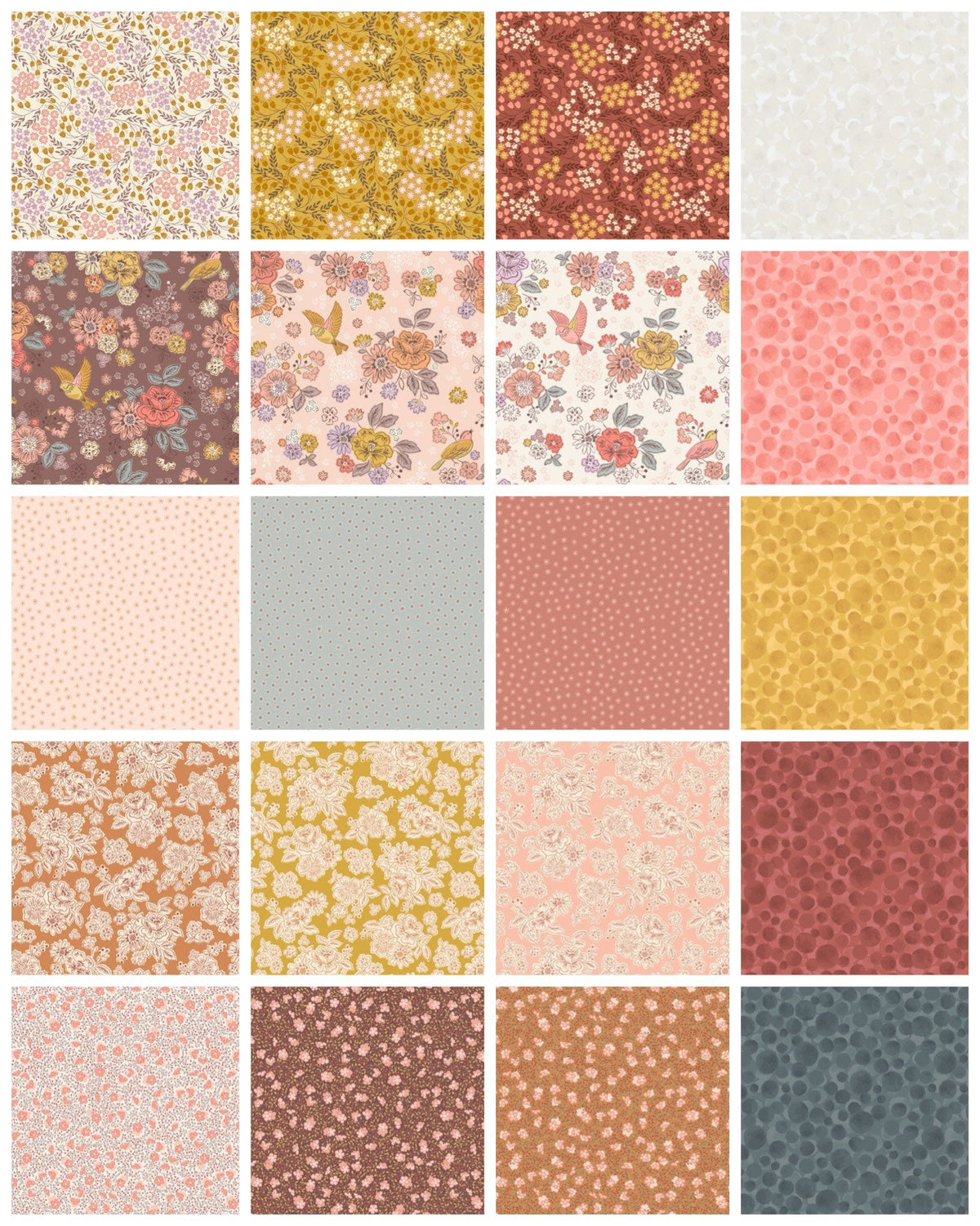 Lewis & Irene Hannah’s Flowers Fabric Collection Songbirds and Flowers on Soft Brown A614.3