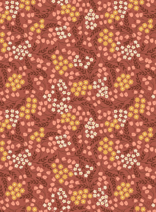 Lewis & Irene Hannah’s Flowers Fabric Collection Hannah’s Flowers on Rusty Rose A616.3