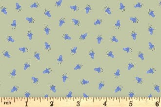 Lewis & Irene Bluebell Wood Reloved Fabric Collection Scattered Bluebells on Sage A637.2